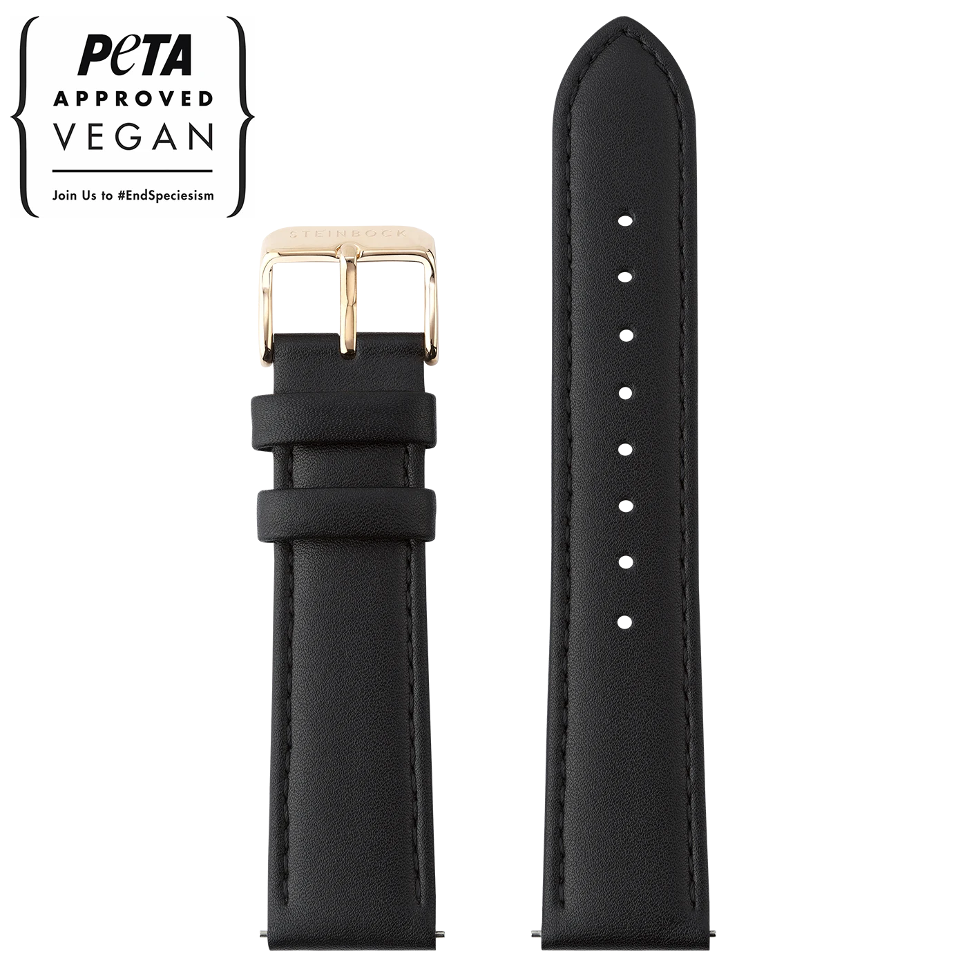 The IBEX | Rose Gold Schwarz Edition mit veganem Lederarmband (PETA zertifiziert)