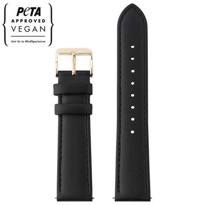 The IBEX | Rose Gold Schwarz Edition mit veganem Lederarmband (PETA zertifiziert)