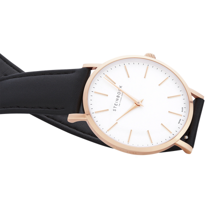 The IBEX | Rose Gold Weiss Edition mit veganem Lederarmband (PETA zertifiziert)