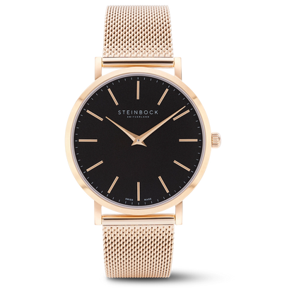The IBEX | Rose Gold Schwarz Edition mit Edelstahl Armband