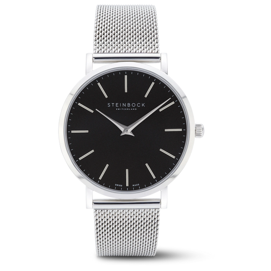 The IBEX | Silber Edition Schwarz mit Edelstahl Armband