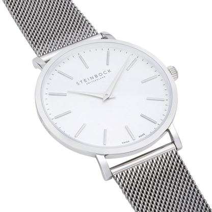 The IBEX | Silber Edition Weiss mit Edelstahl Armband