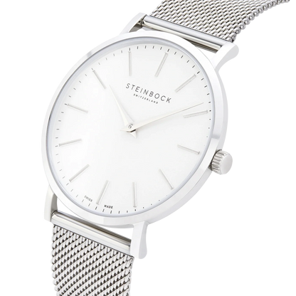 The IBEX | Silber Edition Weiss mit Edelstahl Armband