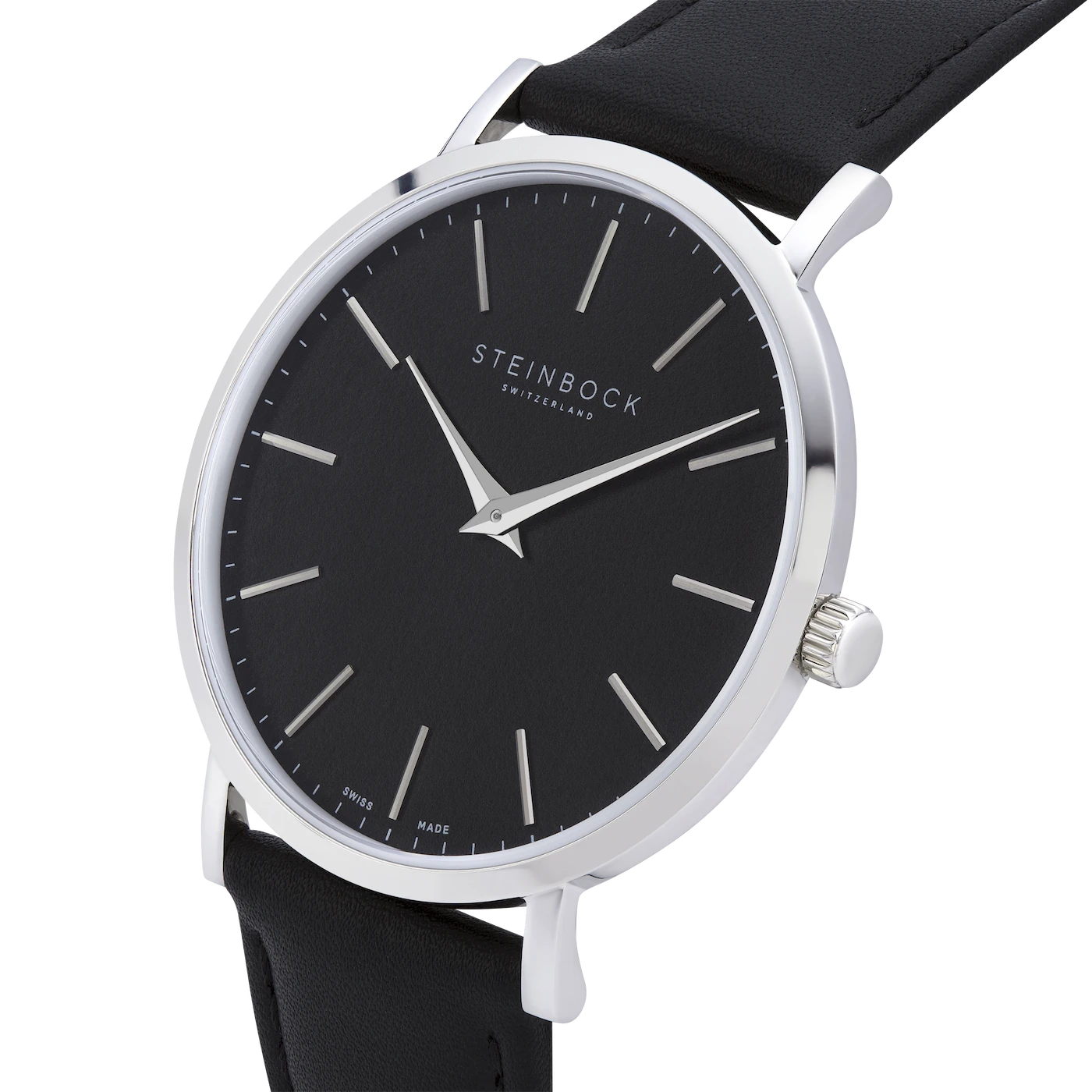 The IBEX | Silber Edition Schwarz mit veganem Lederarmband (PETA zertifiziert)