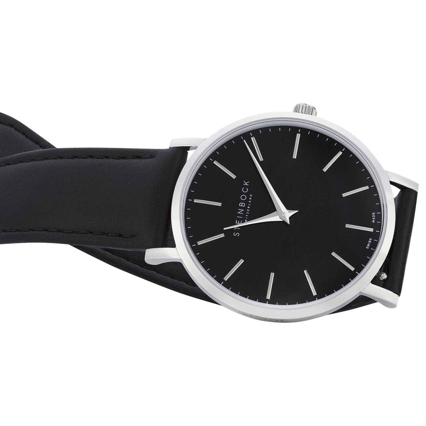 The IBEX | Silber Edition Schwarz mit veganem Lederarmband (PETA zertifiziert)