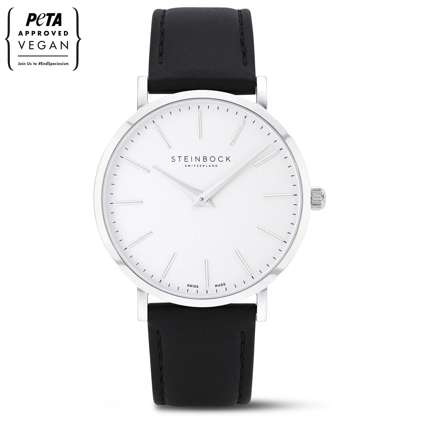 The IBEX | Silber Edition Weiss mit veganem Lederarmband (PETA zertifiziert)