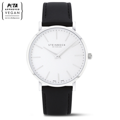 The IBEX | Silber Edition Weiss mit veganem Lederarmband (PETA zertifiziert)