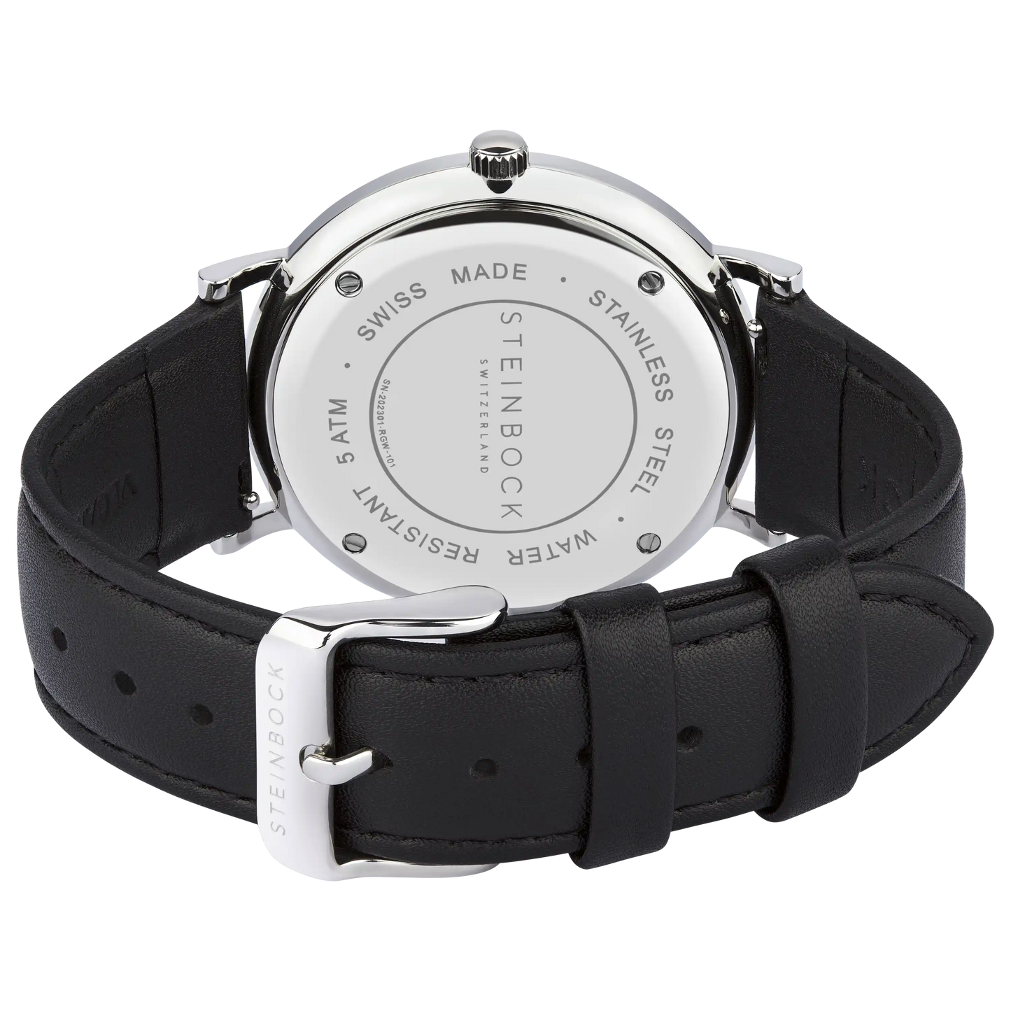 The IBEX | Silber Edition Schwarz mit veganem Lederarmband (PETA zertifiziert)