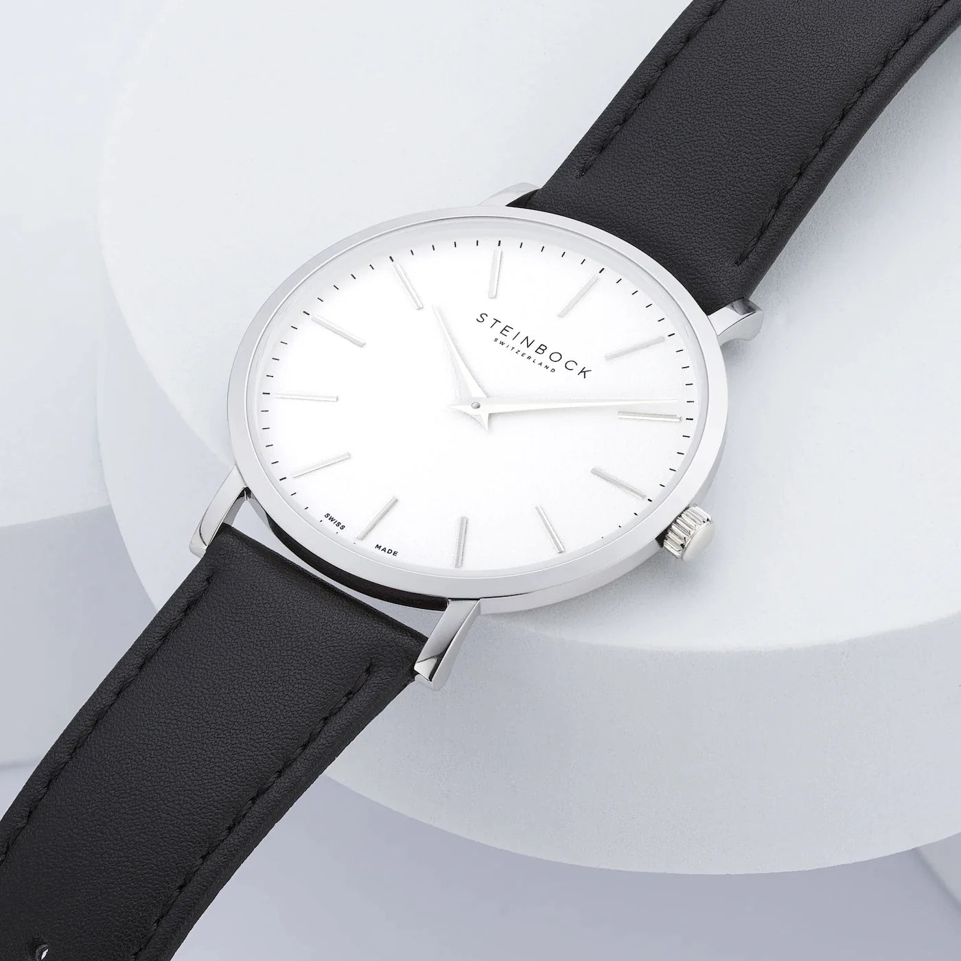 The IBEX | Silber Edition Weiss mit veganem Lederarmband (PETA zertifiziert)