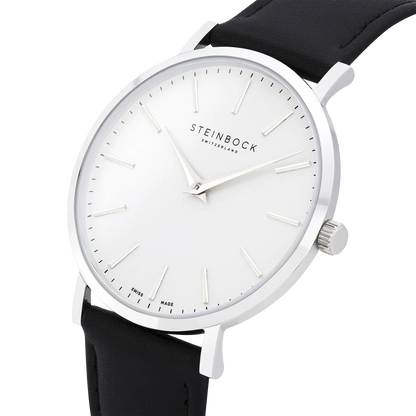 The IBEX | Silber Edition Weiss mit veganem Lederarmband (PETA zertifiziert)