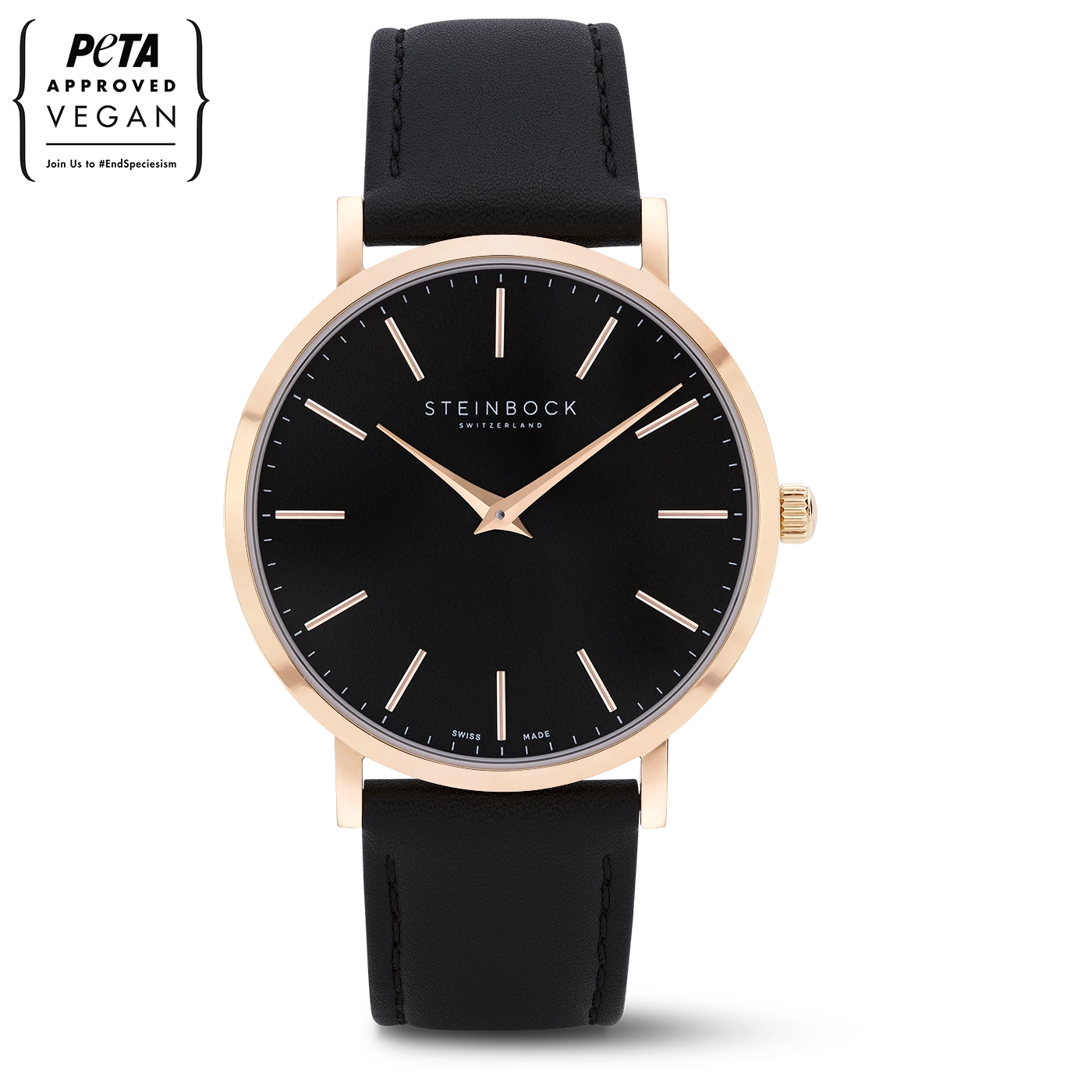 The IBEX Rose Gold Schwarz Edition mit veganem Lederarmband
